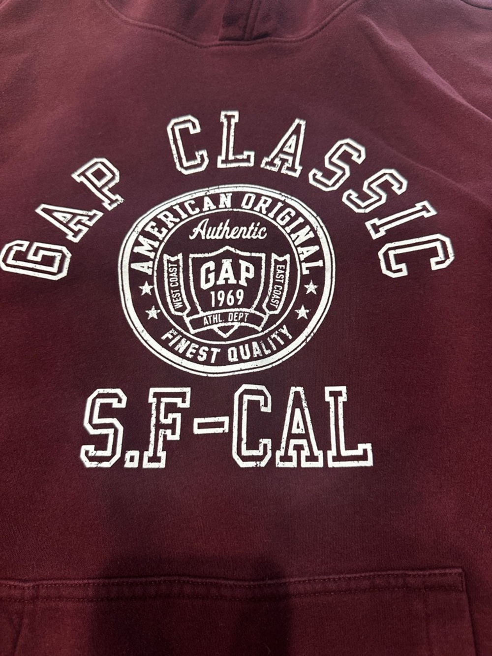 GAP Maroon Crewneck Sweatshirt with White Collegiate Logo